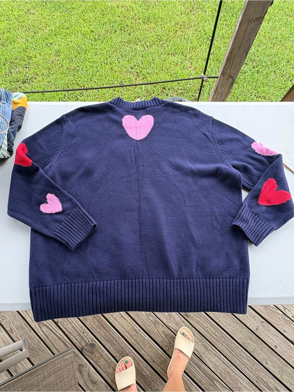 St. John’s Bay 1X Navy Pink Red Heart Crewneck Sweater NWT Valentines - Picture 2 of 10